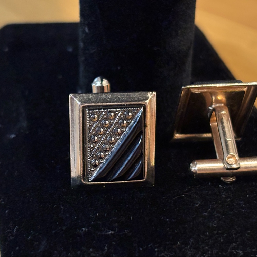 Elegant Black and Silver Cufflinks